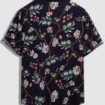 Men's Retro Textured Floral Print Casual Short Sleeve Shirt