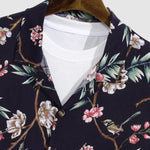 Men's Retro Textured Floral Print Casual Short Sleeve Shirt