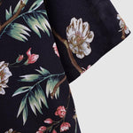 Men's Retro Textured Floral Print Casual Short Sleeve Shirt