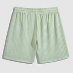 Men's solid color striped texture elastic waist casual shorts