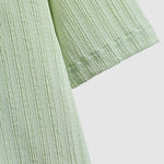 Men's Striped Textured Cuban Collar Button-Down Shirt Casual Shorts Set