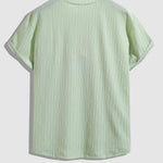 Men's striped textured round neck T-shirt Casual shorts set