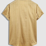 Men's Satin Texture Solid Color Casual Cuban Collar Shirt