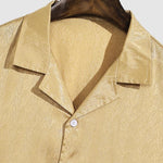 Men's Satin Texture Solid Color Casual Cuban Collar Shirt