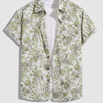 Men's Vintage Paisley Print Button Down Casual Short Sleeve Shirt