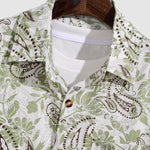 Men's Vintage Paisley Print Button Down Casual Short Sleeve Shirt