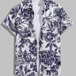 Men's Vintage Floral Breathable Casual Button-Down Short Sleeve Shirt