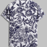 Men's Vintage Floral Breathable Casual Button-Down Short Sleeve Shirt