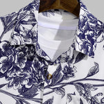 Men's Vintage Floral Breathable Casual Button-Down Short Sleeve Shirt