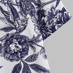 Men's Vintage Floral Breathable Casual Button-Down Short Sleeve Shirt