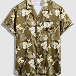 Men's Floral Casual Button-Down Cuban Collar Short Sleeve Shirt