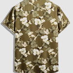 Men's Floral Casual Button-Down Cuban Collar Short Sleeve Shirt