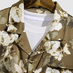 Men's Floral Casual Button-Down Cuban Collar Short Sleeve Shirt