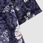 Men's Velvet Floral Pattern Button-Down Casual Short Sleeve Shirt