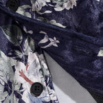 Men's Velvet Floral Pattern Button-Down Casual Short Sleeve Shirt