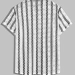 Men's Striped Hollow Knit Floral Short Sleeve Shirt