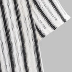 Men's Striped Hollow Casual Button-Down Short Sleeve Shirt