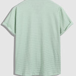 Men's seersucker texture solid color lapel short-sleeved shirt