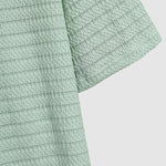 Men's seersucker texture solid color lapel short-sleeved shirt