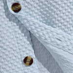 Men's solid color seersucker textured lapel button-down short-sleeved shirt