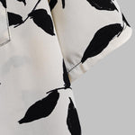 Men's leaf print casual button short-sleeved shirt