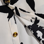 Men's leaf print casual button short-sleeved shirt
