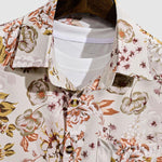 Men's floral print retro skin-friendly casual short-sleeved shirt