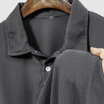 Men's textured soft breathable lapel short sleeve polo