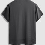 Men's textured soft breathable lapel short sleeve polo