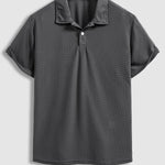 Men's textured soft breathable lapel short sleeve polo