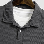 Men's textured soft breathable lapel short sleeve polo