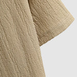 Men's seersucker textured zipper lapel polo short-sleeved shirt