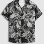 Men's floral print Sheer casual short-sleeved shirt