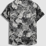 Men's floral print Sheer casual short-sleeved shirt
