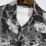 Men's floral print Sheer casual short-sleeved shirt