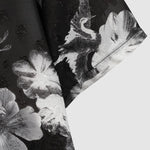 Men's Floral Crane Print Sheer Casual Short Sleeve Shirt