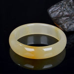 Buddha Stones Natural Golden Silk Jade Luck Wealth Bracelet Bangle