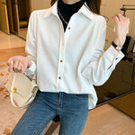 Spring and Autumn Thickened Solid Color Loose Shirt