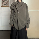 Irregular Patchwork Neck Scarf Long-sleeved Shirt