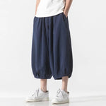 Retro Ice Silk Linen Over-the-Knee Pants