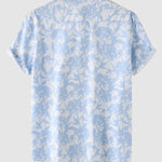 Men's Botanical Print Buttoned Casual Short Sleeve Shirt