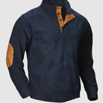 Men's retro corduroy patchwork casual stand collar sweatshirt
