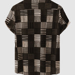 Men's Hawaiian Plaid Print Beach Short Sleeve Resort Shirt