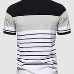 Men's knitted striped casual business lapel short sleeve POLO