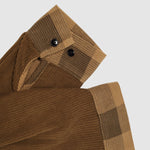 Men's corduroy retro fashion Color Blocking lapel long-sleeved shirt