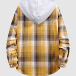 Men's plaid hooded thin hooded shirt