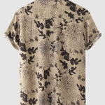 Men's LINEN TYPE CLOTH Retro Print Casual Short Sleeve Shirt