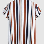 Men's Colorful Striped Print Casual Short Sleeve Shirt