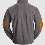 Men's retro corduroy patchwork casual stand collar sweatshirt