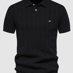 Men's solid color knitted texture casual short-sleeved POLO